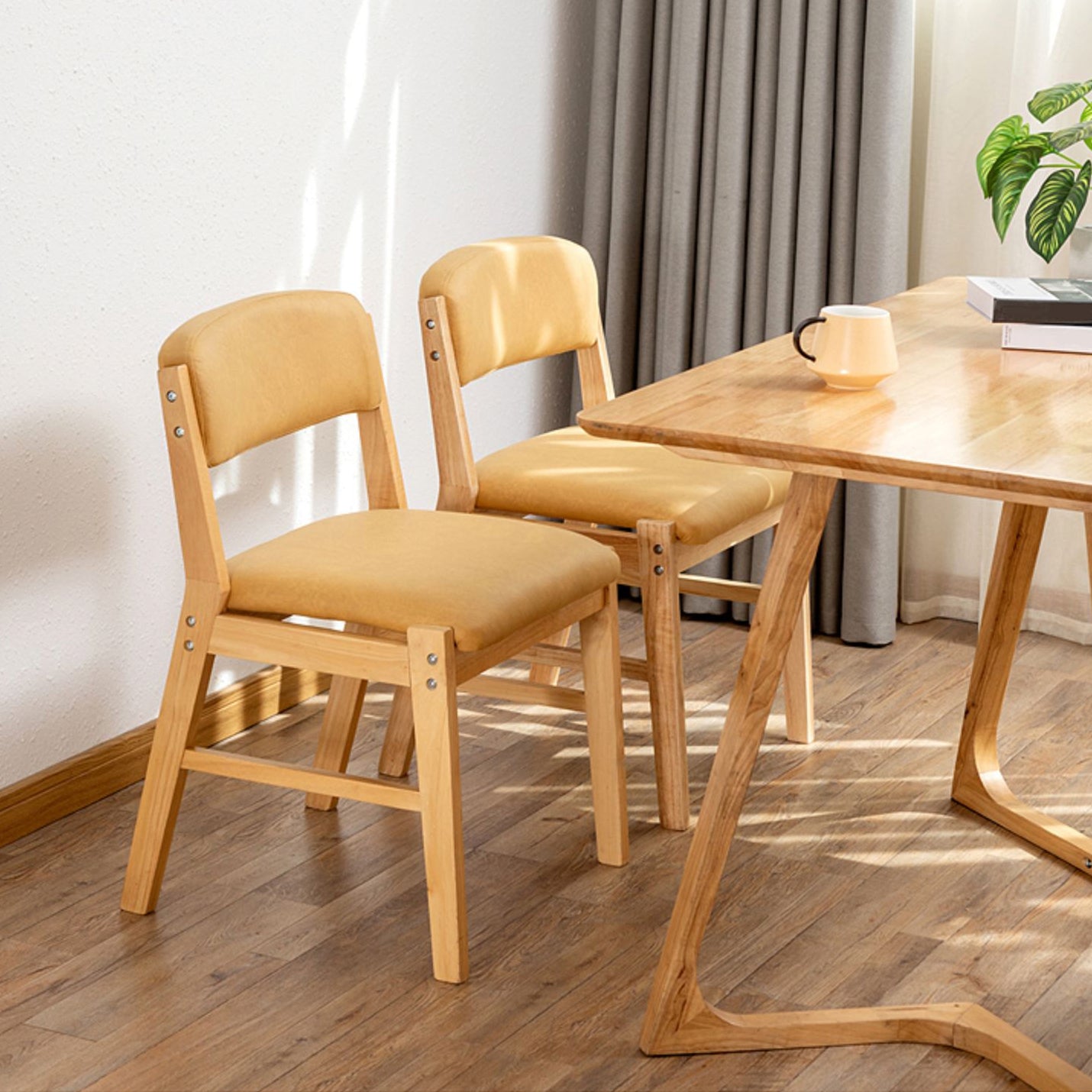 Chaises de salle à manger sans bras de style campagnard, chaises latérales de salle à manger tapissées à dos ouvert