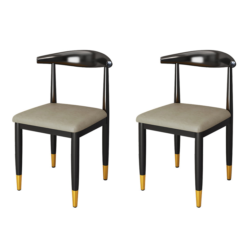 Nordic Style Dining Side Chairs Armless Chairs for Kitchen with Metal Legs (Set of 2)