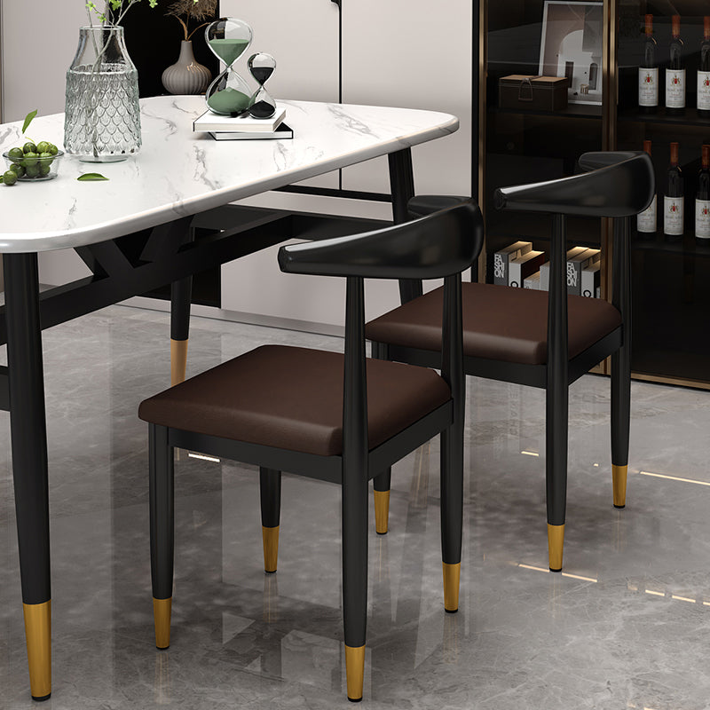 Nordic Style Dining Side Chairs Armless Chairs for Kitchen with Metal Legs (Set of 2)
