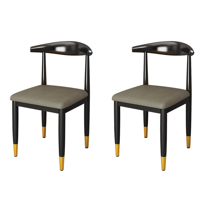 Nordic Style Dining Side Chairs Armless Chairs for Kitchen with Metal Legs (Set of 2)