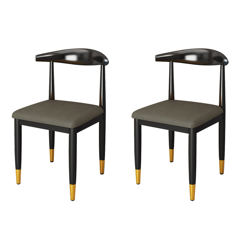 Nordic Style Dining Side Chairs Armless Chairs for Kitchen with Metal Legs (Set of 2)
