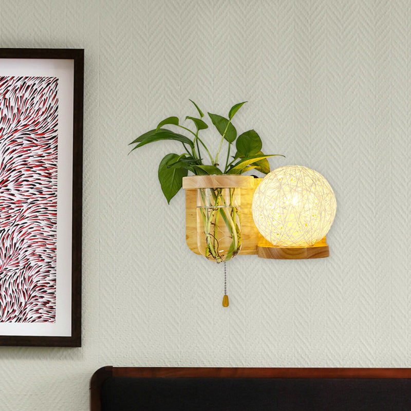 Minimalismus Kugel Wandleuchte Leuchte 1 Glühbirnen -Holz -LED -Wandmontage in Weiß/Rosa/Gelb, links/rechts