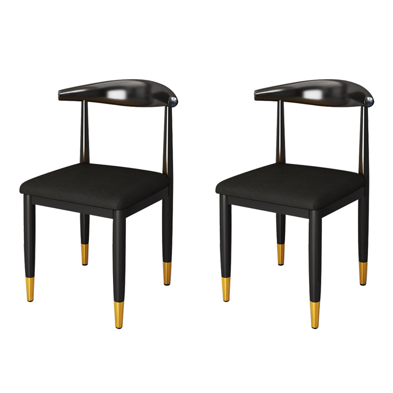 Nordic Style Dining Side Chairs Armless Chairs for Kitchen with Metal Legs (Set of 2)