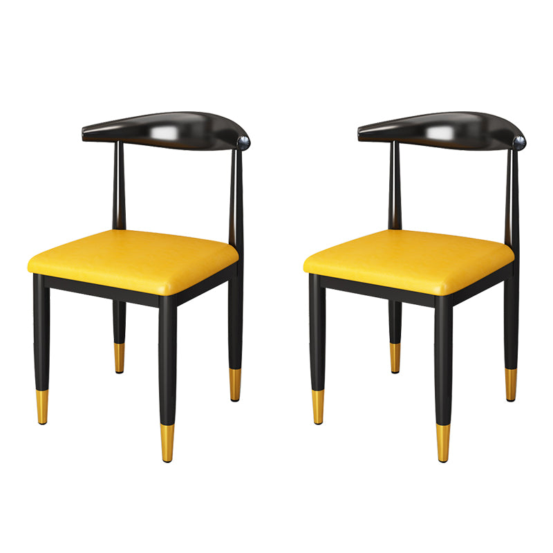 Nordic Style Dining Side Chairs Armless Chairs for Kitchen with Metal Legs (Set of 2)
