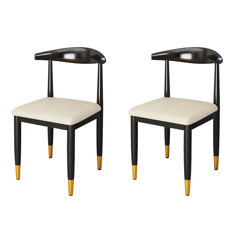 Nordic Style Dining Side Chairs Armless Chairs for Kitchen with Metal Legs (Set of 2)