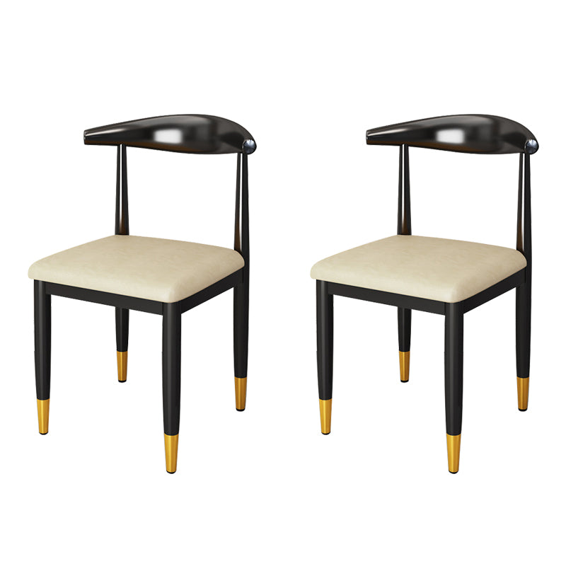 Nordic Style Dining Side Chairs Armless Chairs for Kitchen with Metal Legs (Set of 2)