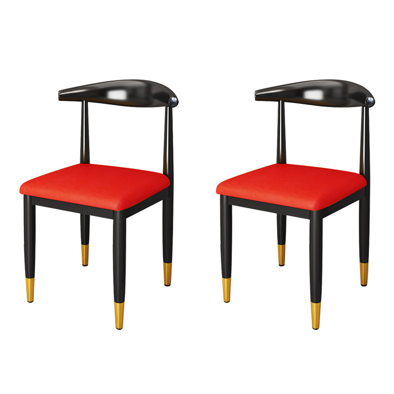 Nordic Style Dining Side Chairs Armless Chairs for Kitchen with Metal Legs (Set of 2)