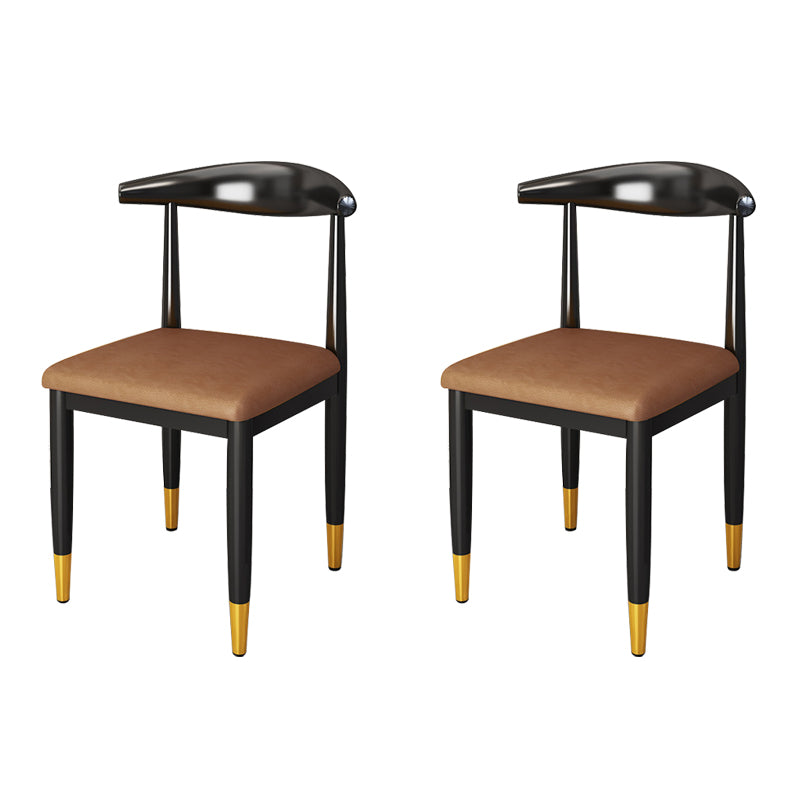 Nordic Style Dining Side Chairs Armless Chairs for Kitchen with Metal Legs (Set of 2)