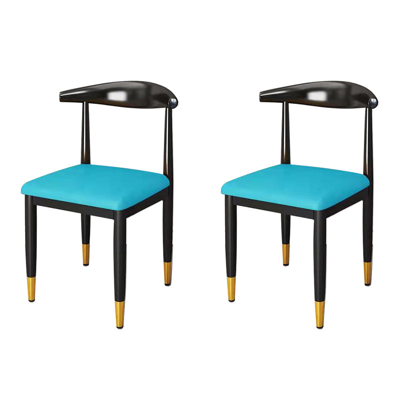 Nordic Style Dining Side Chairs Armless Chairs for Kitchen with Metal Legs (Set of 2)