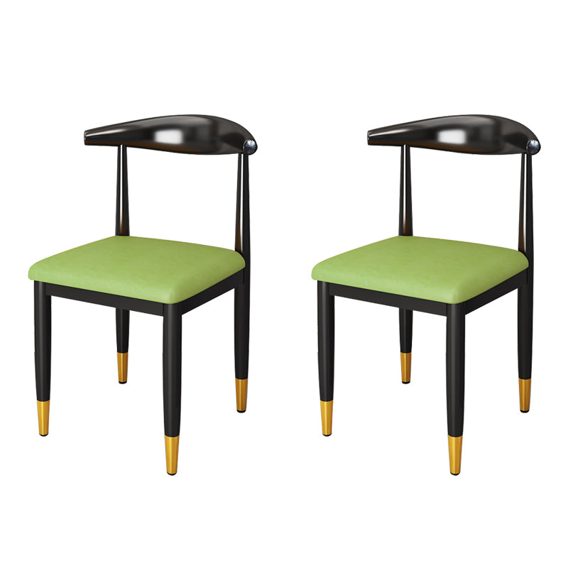 Nordic Style Dining Side Chairs Armless Chairs for Kitchen with Metal Legs (Set of 2)