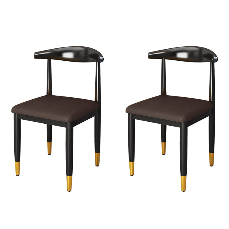 Nordic Style Dining Side Chairs Armless Chairs for Kitchen with Metal Legs (Set of 2)