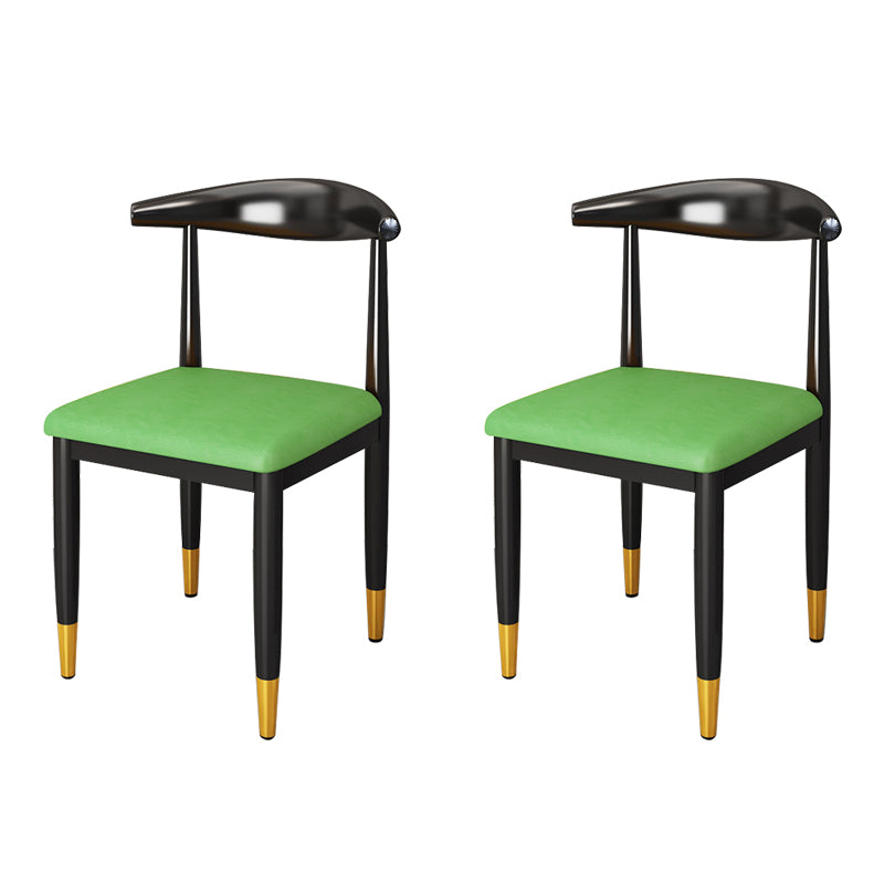Nordic Style Dining Side Chairs Armless Chairs for Kitchen with Metal Legs (Set of 2)