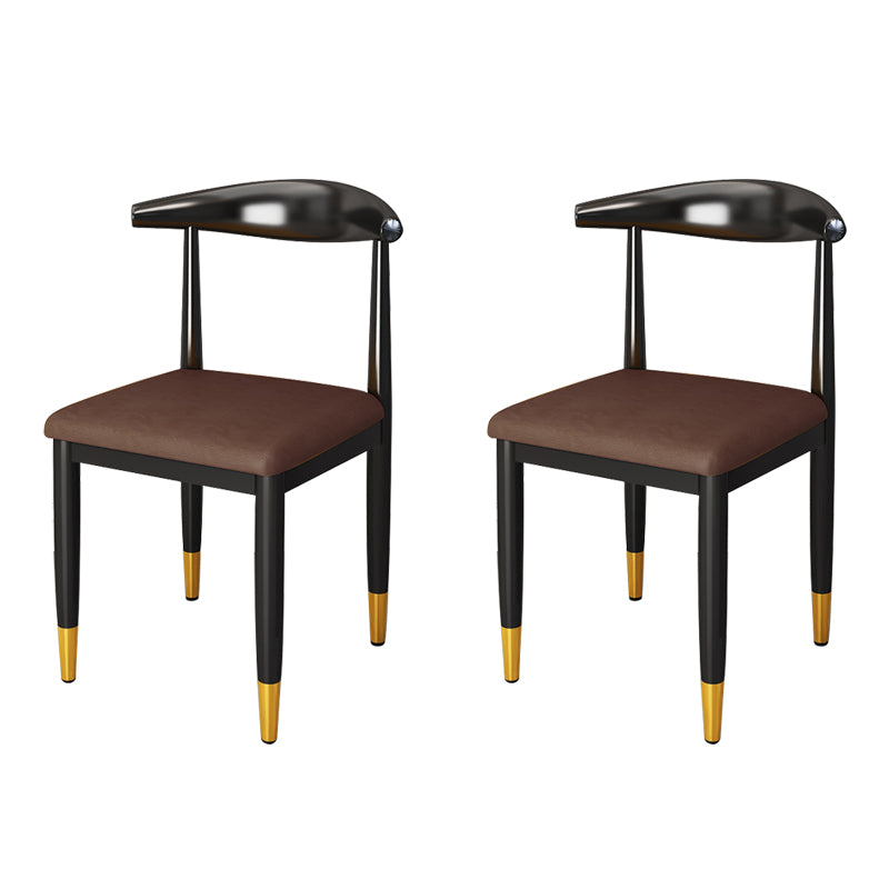 Nordic Style Dining Side Chairs Armless Chairs for Kitchen with Metal Legs (Set of 2)