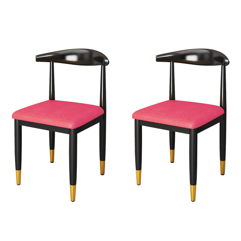Nordic Style Dining Side Chairs Armless Chairs for Kitchen with Metal Legs (Set of 2)
