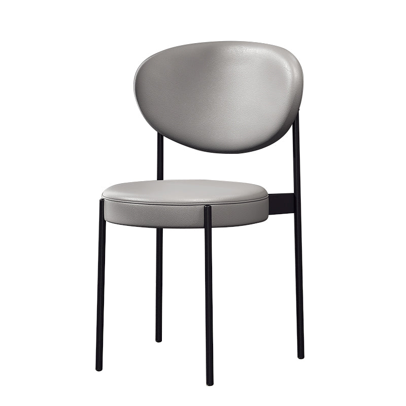Chaise d'appoint scandinave pour la maison, chaise de salle à manger rembourrée en métal à dossier ouvert