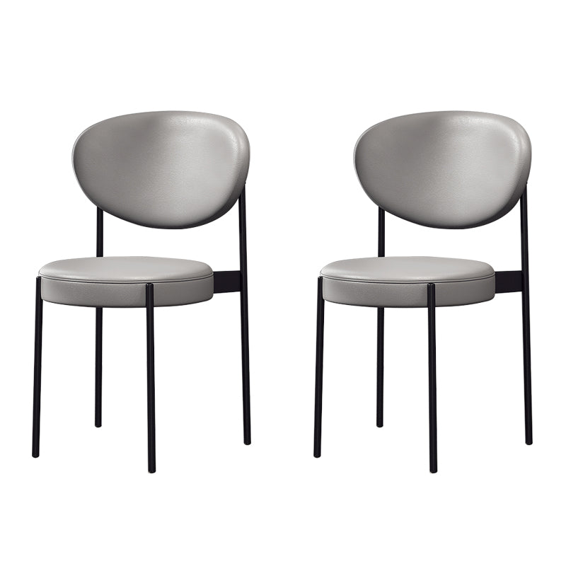 Chaise d'appoint scandinave pour la maison, chaise de salle à manger rembourrée en métal à dossier ouvert