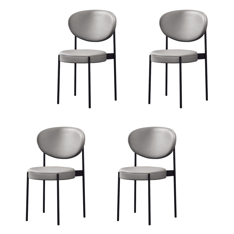 Chaise d'appoint scandinave pour la maison, chaise de salle à manger rembourrée en métal à dossier ouvert