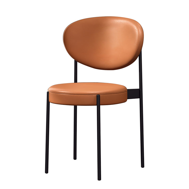 Chaise d'appoint scandinave pour la maison, chaise de salle à manger rembourrée en métal à dossier ouvert