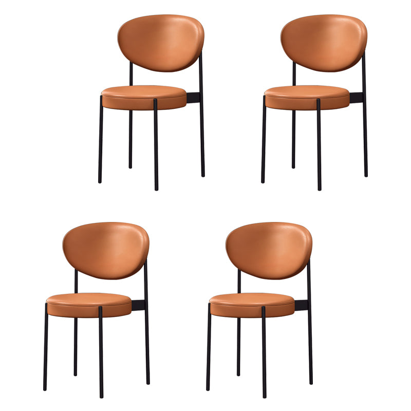 Chaise d'appoint scandinave pour la maison, chaise de salle à manger rembourrée en métal à dossier ouvert