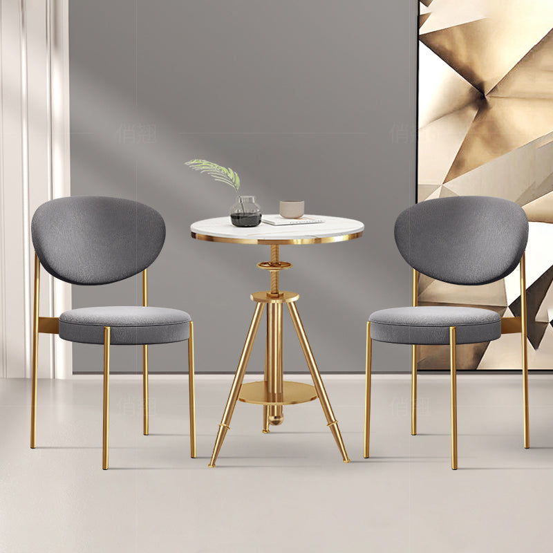 Chaise d'appoint scandinave pour la maison, chaise de salle à manger rembourrée en métal à dossier ouvert