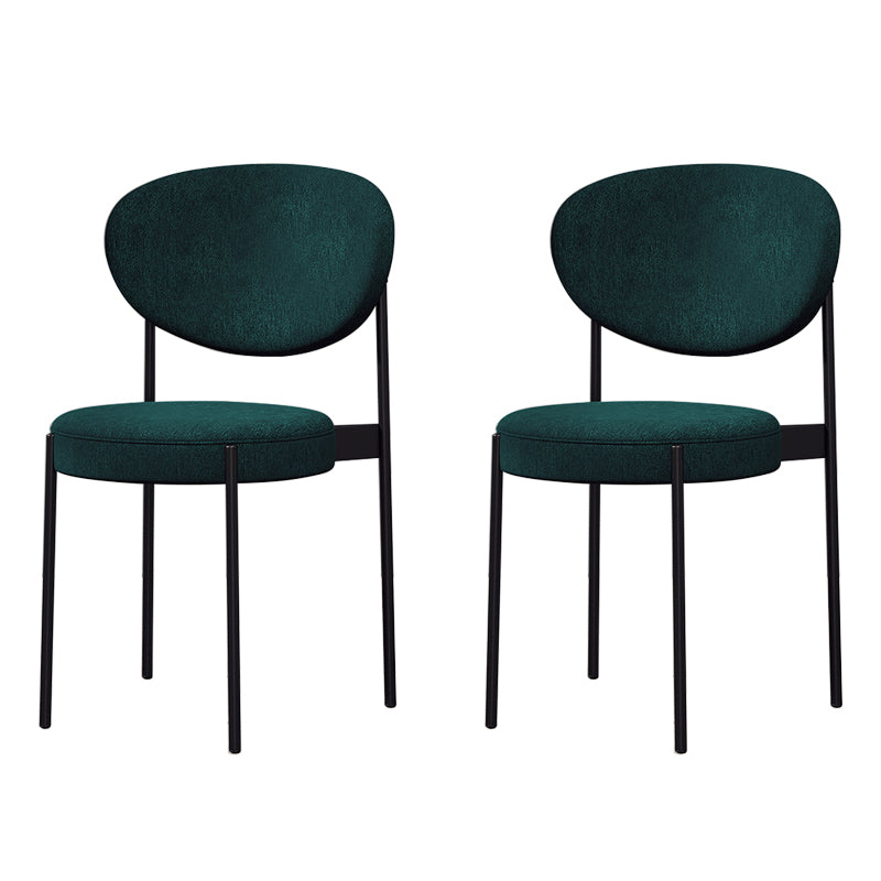 Chaise d'appoint scandinave pour la maison, chaise de salle à manger rembourrée en métal à dossier ouvert