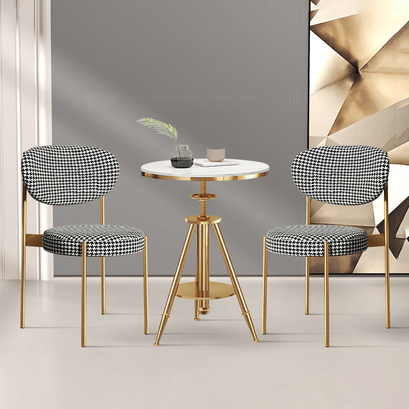Chaise d'appoint scandinave pour la maison, chaise de salle à manger rembourrée en métal à dossier ouvert