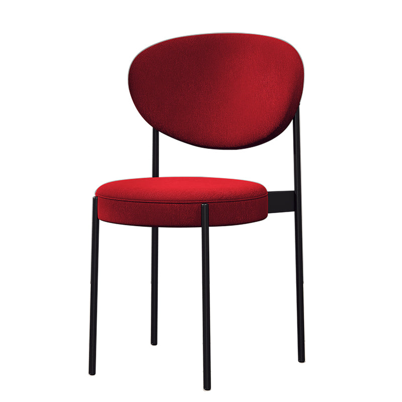 Chaise d'appoint scandinave pour la maison, chaise de salle à manger rembourrée en métal à dossier ouvert