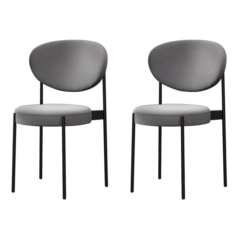 Chaise d'appoint scandinave pour la maison, chaise de salle à manger rembourrée en métal à dossier ouvert