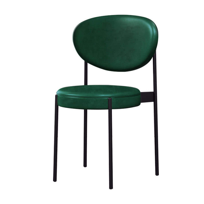 Chaise d'appoint scandinave pour la maison, chaise de salle à manger rembourrée en métal à dossier ouvert
