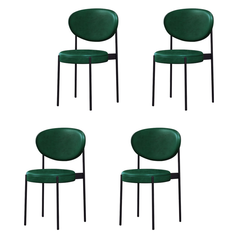 Chaise d'appoint scandinave pour la maison, chaise de salle à manger rembourrée en métal à dossier ouvert