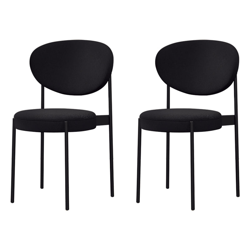 Chaise d'appoint scandinave pour la maison, chaise de salle à manger rembourrée en métal à dossier ouvert
