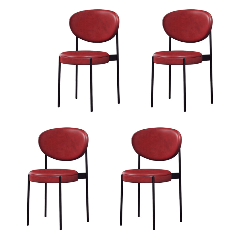 Chaise d'appoint scandinave pour la maison, chaise de salle à manger rembourrée en métal à dossier ouvert