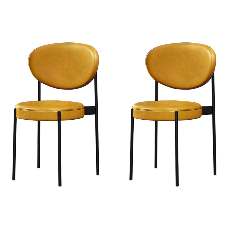 Chaise d'appoint scandinave pour la maison, chaise de salle à manger rembourrée en métal à dossier ouvert