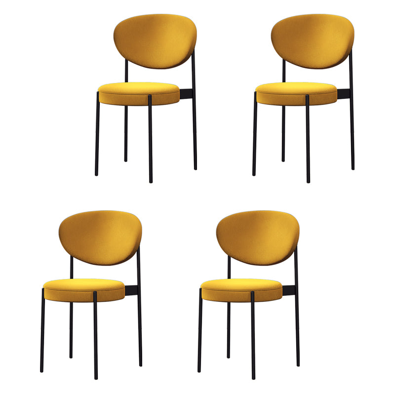 Chaise d'appoint scandinave pour la maison, chaise de salle à manger rembourrée en métal à dossier ouvert