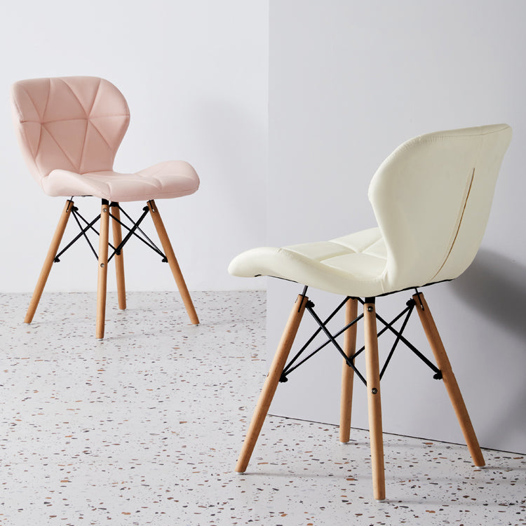 Casa silla lateral contemporánea silla de comedor de madera tapizada a ala