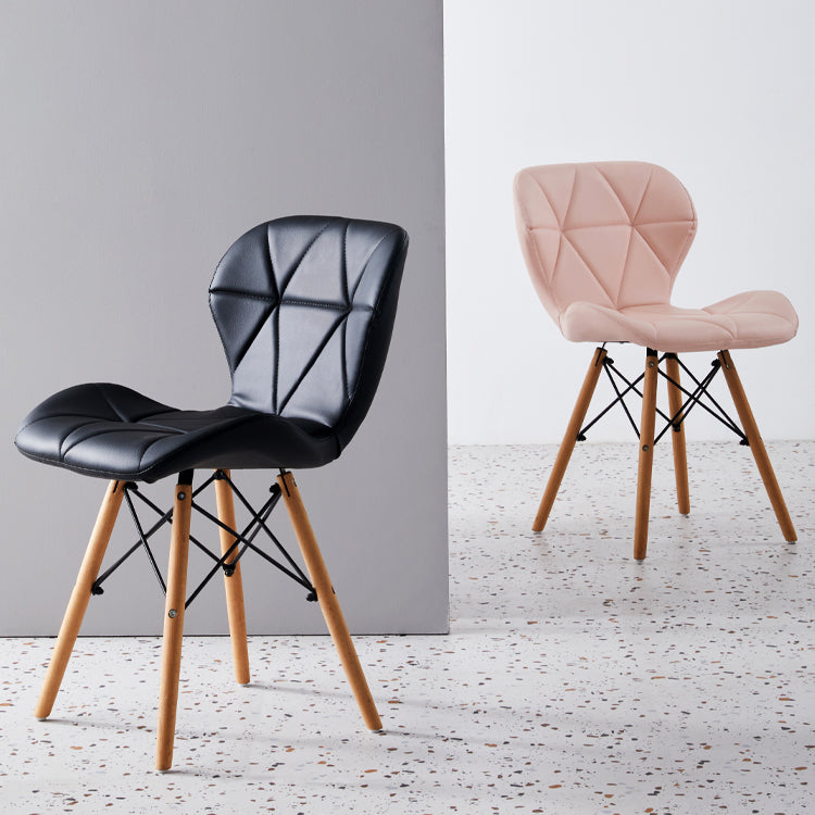 Casa silla lateral contemporánea silla de comedor de madera tapizada a ala