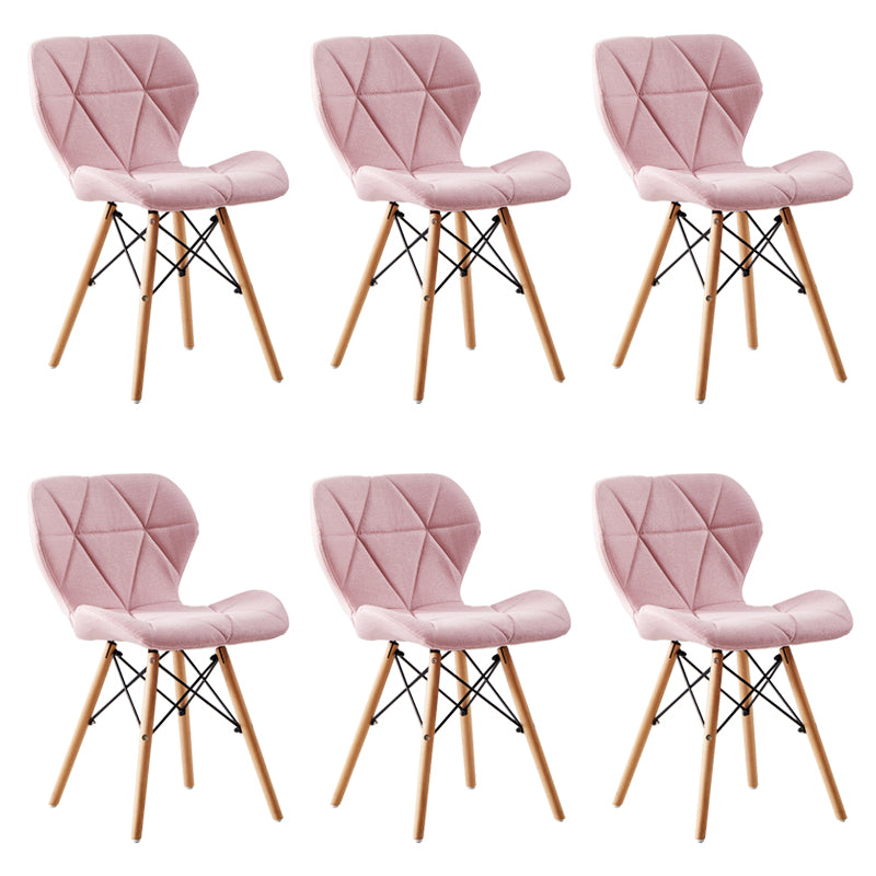 Casa silla lateral contemporánea silla de comedor de madera tapizada a ala