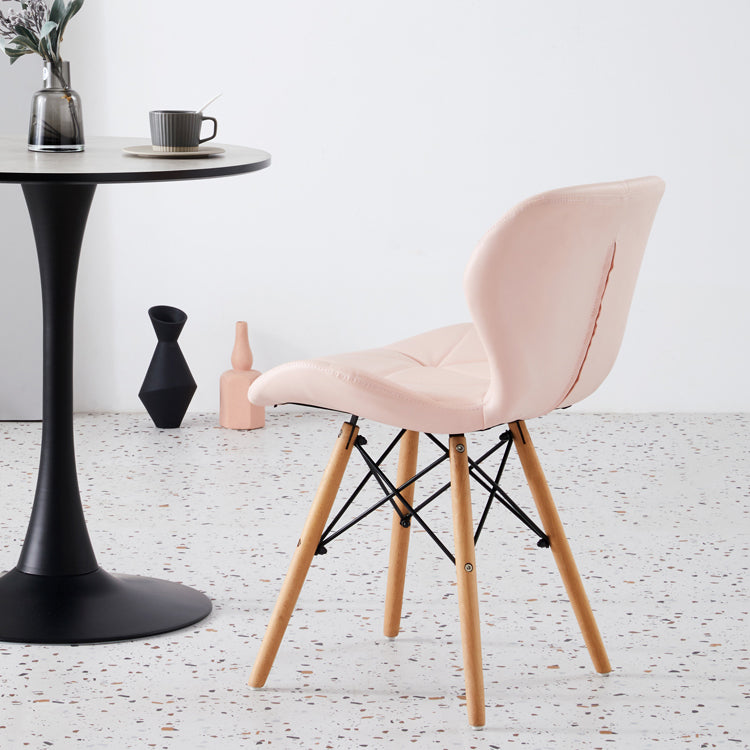 Casa silla lateral contemporánea silla de comedor de madera tapizada a ala