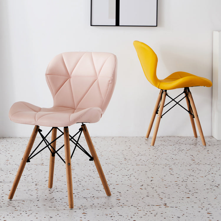 Casa silla lateral contemporánea silla de comedor de madera tapizada a ala