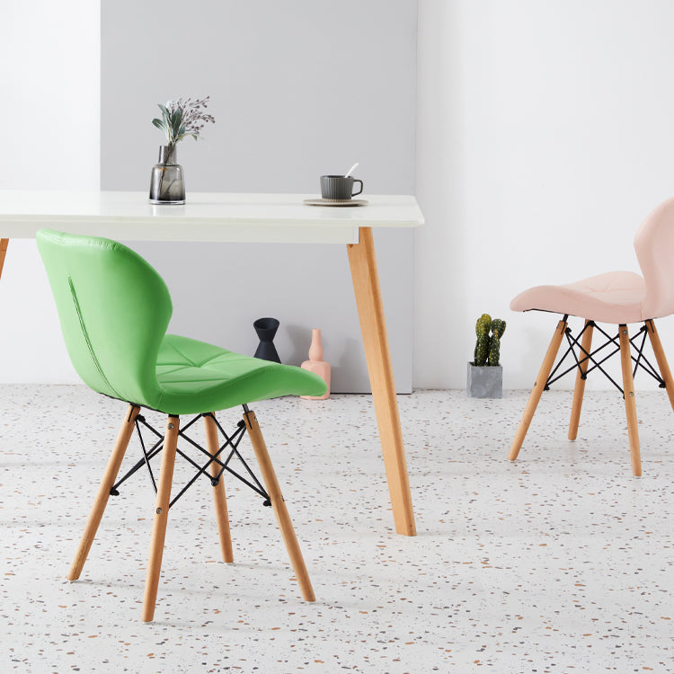 Casa silla lateral contemporánea silla de comedor de madera tapizada a ala