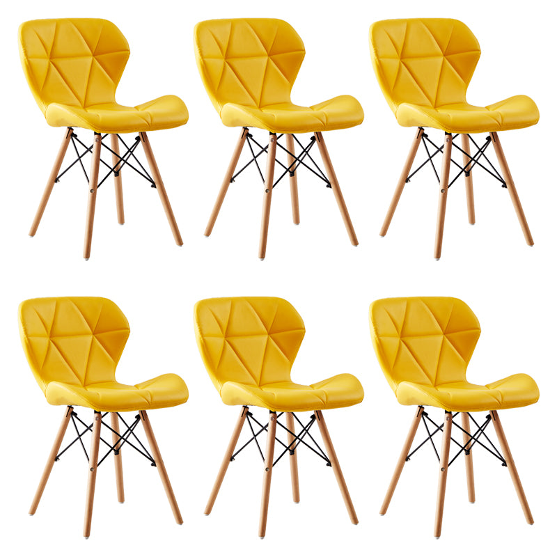 Casa silla lateral contemporánea silla de comedor de madera tapizada a ala