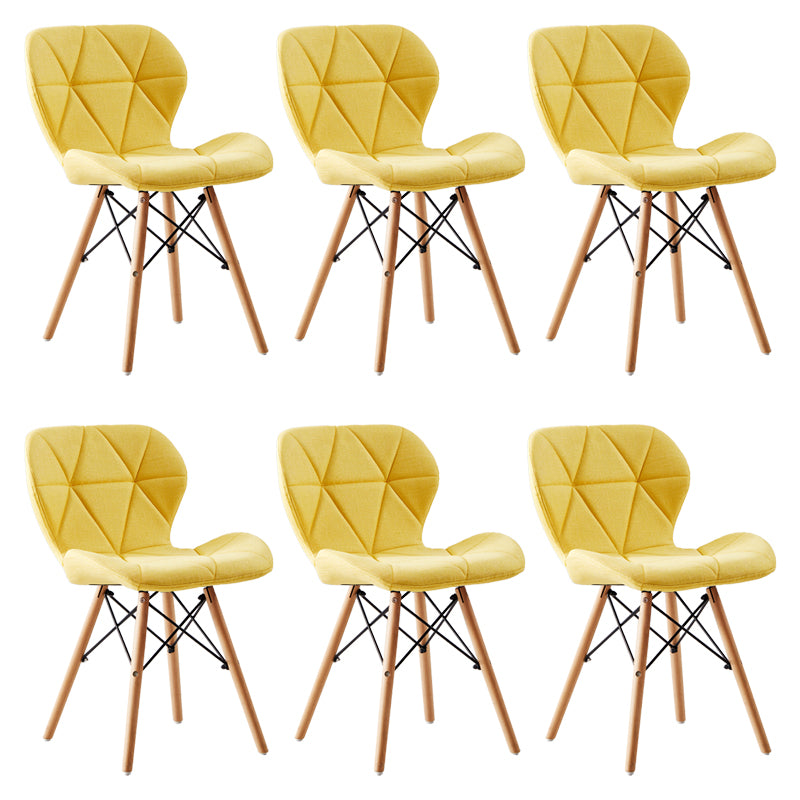 Casa silla lateral contemporánea silla de comedor de madera tapizada a ala