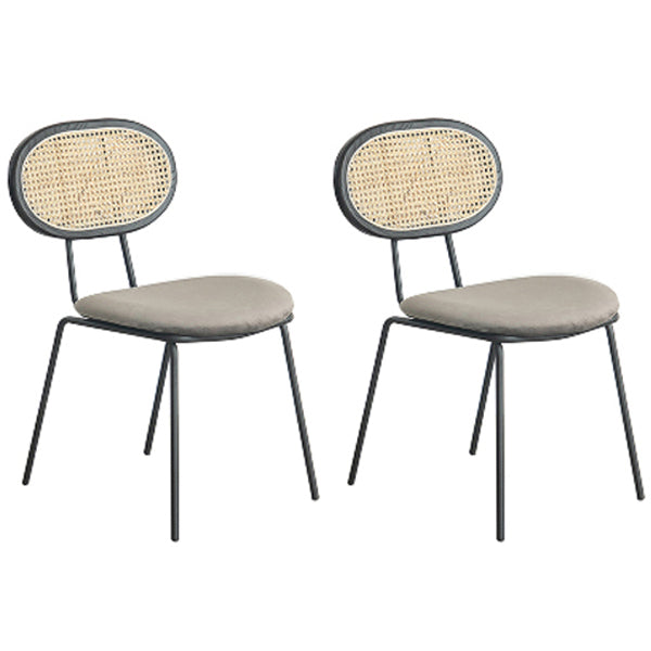 Juego de sillas de metal de estilo moderno, silla lateral de comedor con respaldo abierto para cocina