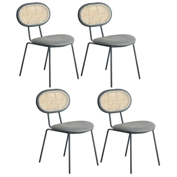 Juego de sillas de metal de estilo moderno, silla lateral de comedor con respaldo abierto para cocina