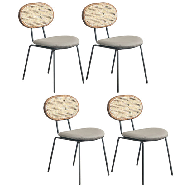 Juego de sillas de metal de estilo moderno, silla lateral de comedor con respaldo abierto para cocina
