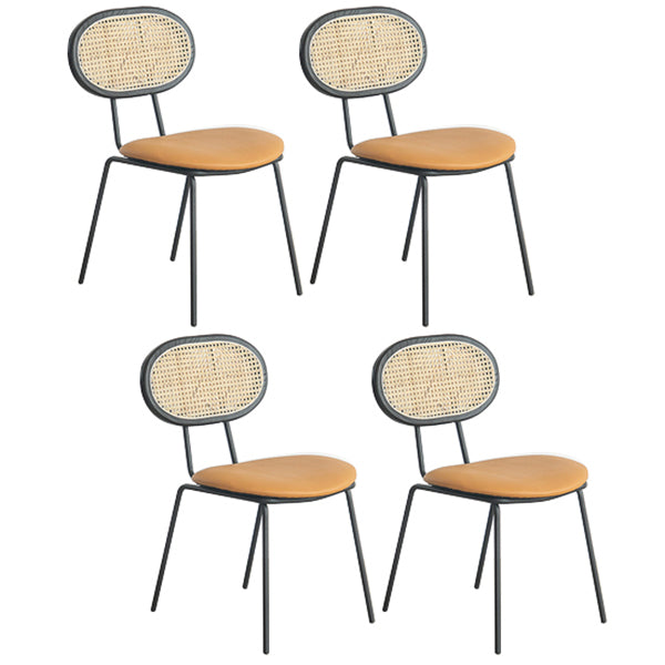 Juego de sillas de metal de estilo moderno, silla lateral de comedor con respaldo abierto para cocina