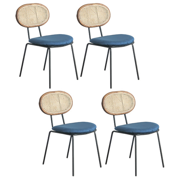 Juego de sillas de metal de estilo moderno, silla lateral de comedor con respaldo abierto para cocina