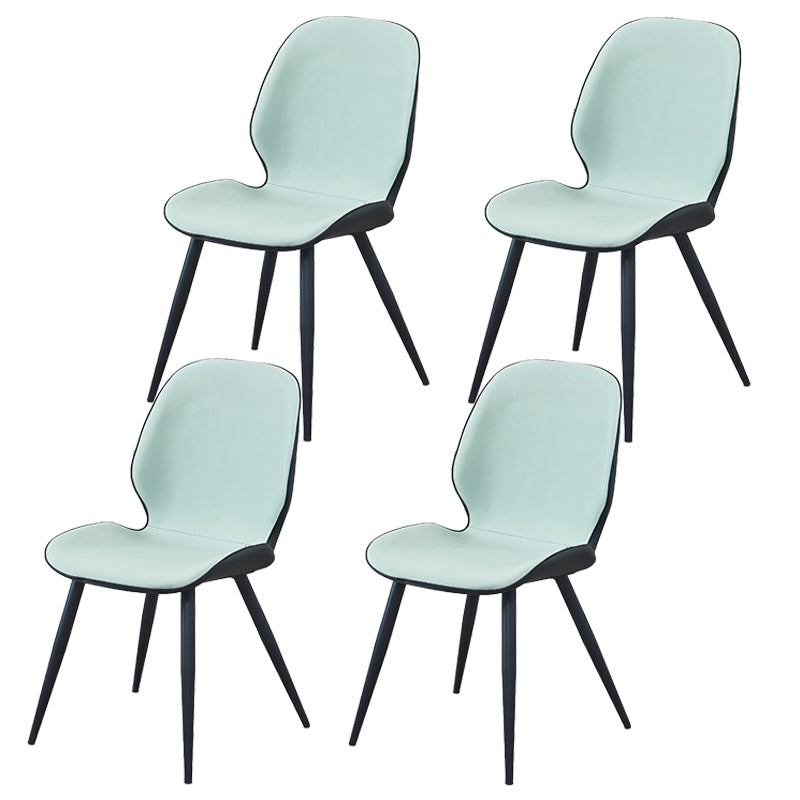 Chaises de salle à manger en cuir contemporaines, chaise sans accoudoirs à oreilles avec pieds en métal pour restaurant