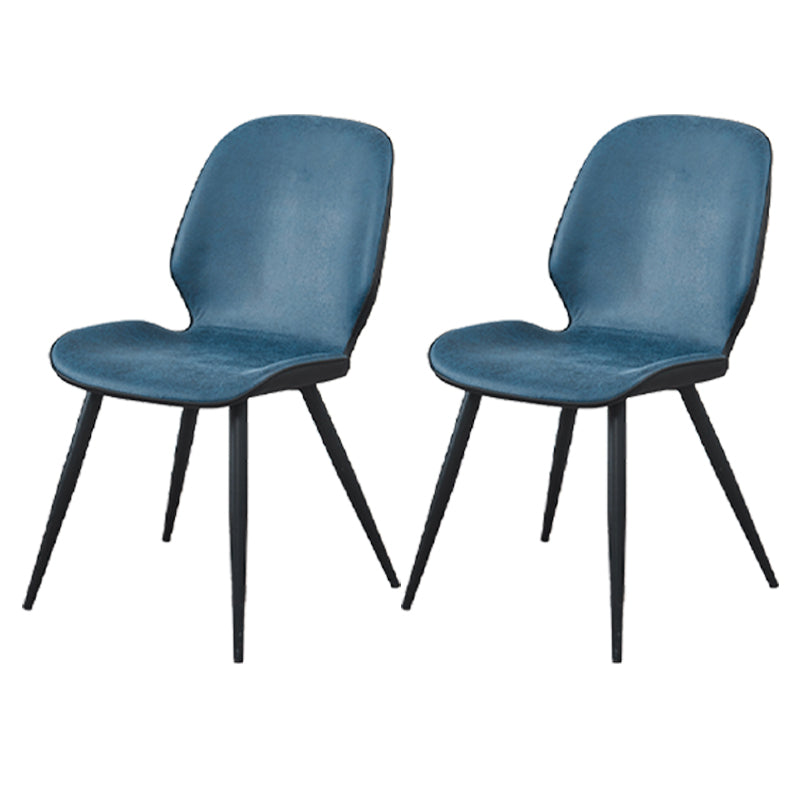 Chaises de salle à manger en cuir contemporaines, chaise sans accoudoirs à oreilles avec pieds en métal pour restaurant
