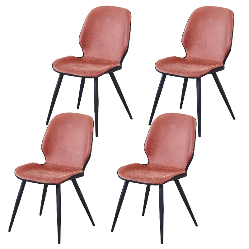 Chaises de salle à manger en cuir contemporaines, chaise sans accoudoirs à oreilles avec pieds en métal pour restaurant
